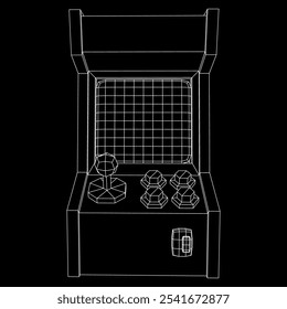 Máquina de jogo retro Arcade. Ilustração do vetor de malha de baixo poli do modelo de arames.