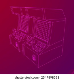Máquina de jogo retro Arcade. Ilustração do vetor de malha de baixo poli do modelo de arames.