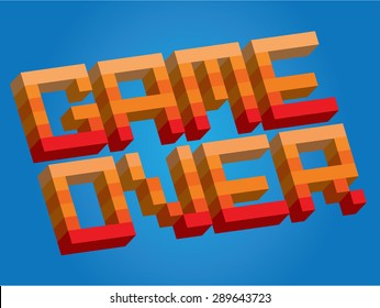 Arcade retro style game over logo, dead player, final encounter