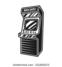 Arcade retro video game machine vector black and white isolated illustration