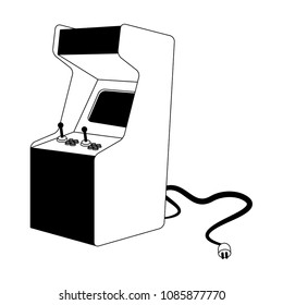 Arcade retro videogame console on black and white