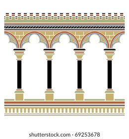 Arcade seamless. Drawn in medieval style