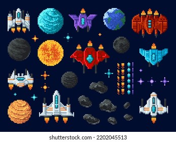 Arcade Shooter 8 Bit Pixel Art Stock Vector (Royalty Free) 2202045513 ...