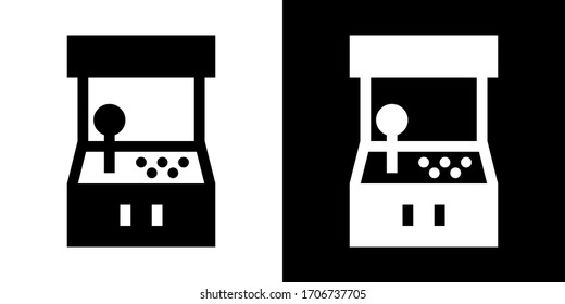 Arcade Video Game Console. Glyph Icon in White and Black Version.