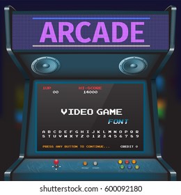 Arcade Video Game Font. 8 Bit Font. Arcade Retro Machine.