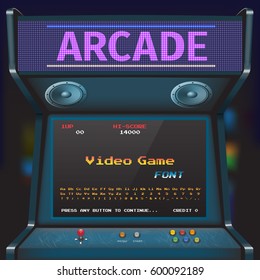 Arcade Video Game Font. 8 bit font. Arcade Retro Machine.