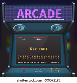 Arcade Video Game Font. 8 bit font. Arcade Retro Machine.