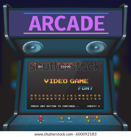 Arcade Video Game Font. 8 bit font. Arcade Retro Machine.