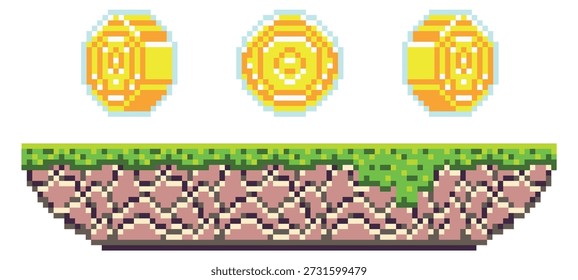 Arcade videogame 8 bit pixel level platform template