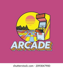 Arcade Vintage Retro Old t-shirt print, tee print, jeans, clothing, fashion and other printing products Design Vector illustration By Hammad Graphics