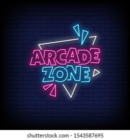 Arcade Zone Neon Signs Style Text Vector