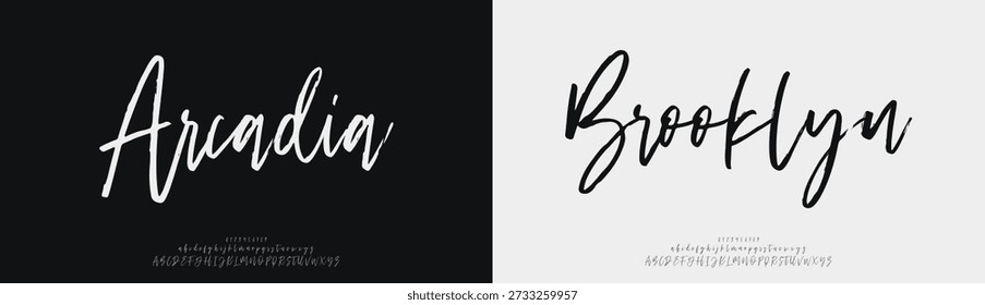 Arcadia Brooklyn, Script Font Calligraphy Logotype Brush Tipo de letra Letras de fuentes escritas a mano
