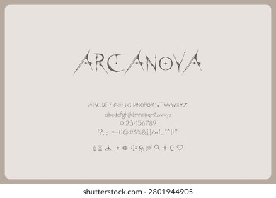Arcanova Font Mystical Celestial Display Typeface For Luxury Branding Editorial Titles Tarot Graphics Gothic Packaging And Ornamental Typography
