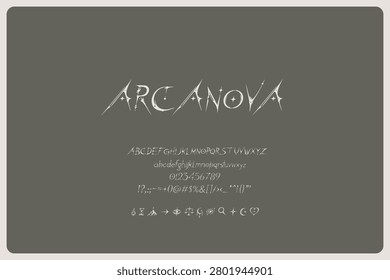 Arcanova Italic Font Mystical Celestial Display Typeface For Luxury Branding Editorial Titles Tarot Graphics Gothic Packaging And Ornamental Typography
