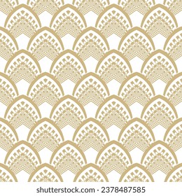 Arces and curves ornamental greek meanders seamless pattern. Vector curved lines and shapes background. Symmetrical tribal ethnic golden ornaments with bows. Ornate endless texture. For fabric, prints