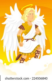 Arch angel michael cartoon illustration