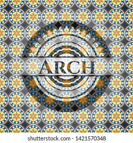 Arch arabesque emblem. arabic decoration.