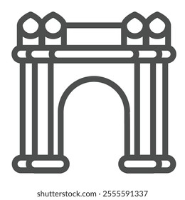 Arch, architectural structure line icon, architect studio concept. Vector graphics. Arc of roman culture sign on white background, outline style icon for mobile or web design