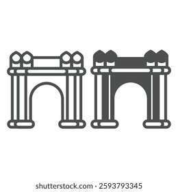 Arch, architectural structure line and solid icon, architect studio concept. Vector graphics. Arc of roman culture sign on white background, outline style icon for mobile or web design