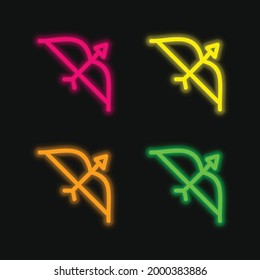 Pfeil mit Pfeil handgezeichnet Tool vier farbige neonfarbige Vektorsymbol