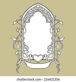  Arch Art Nouveau vintage frame sketch drawing vector