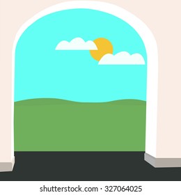 Arch background is a mountain