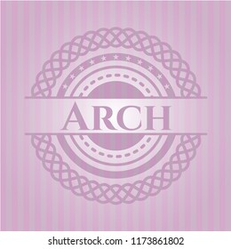 Arch badge with pink background