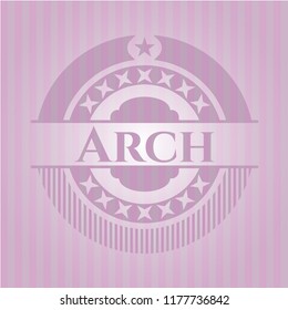 Arch badge with pink background