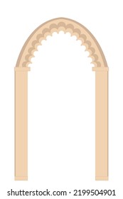 Arch in beige and brown colors on a white background, flat vector, isolated on white