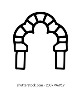 Diseño de iconos de doodle de vectores de línea negra de arco