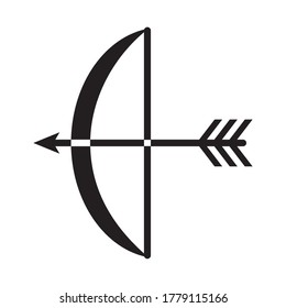 icono arco y arco sobre fondo blanco, estilo de silueta, ilustración vectorial