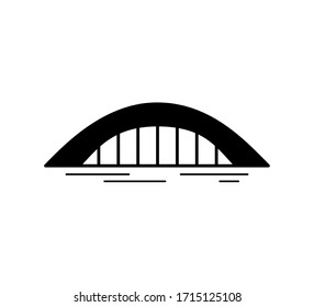 Silhouette Vector Bridge Over River Reflection Stock Vector (Royalty ...