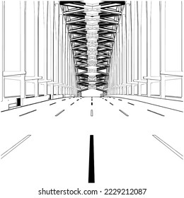 Arch Bridge Construction Structure Vector 08. Illustration Isolated On White Background. A vector illustration Of A Bridge.
