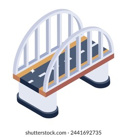 Un icono de puente de arco en diseño isométrico 