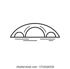 Arch bridge line icon isolated on white background. Different types of bridges. Urban architecture. Vector illustration.