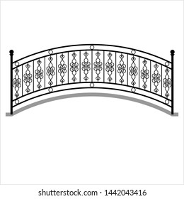 Arch Bridge Railing Design Vector Art Illustration