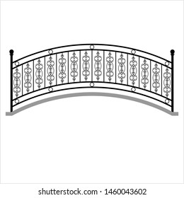 Arch Bridge Railing Design Vector Art Illustration