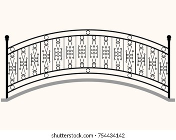 Arch Bridge Railing Vector Illustration