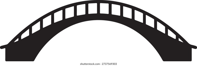 Arch bridge silhouette icon isolated vector