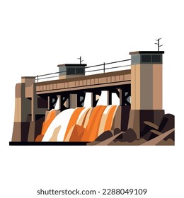 arch bridge spans water wave isolated