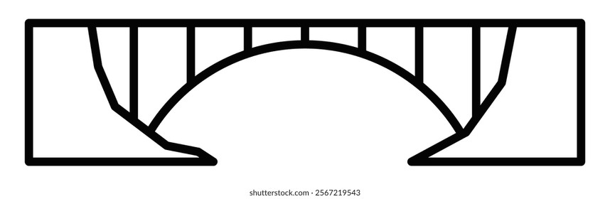 Arch bridge vector icon in outline design. Editable stroke.