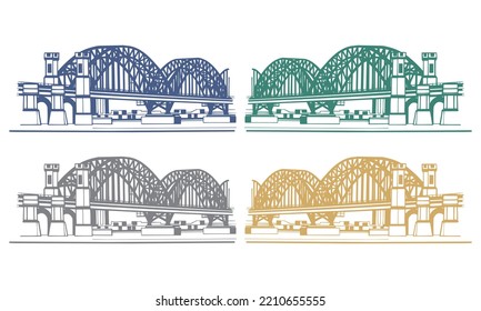 Arch Bridge Vector Illustration Isolated On A White Background

