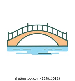 Arch bridge waterway crossing. Scenic arch bridge spanning tranquil water, symbolizing connection and passage.