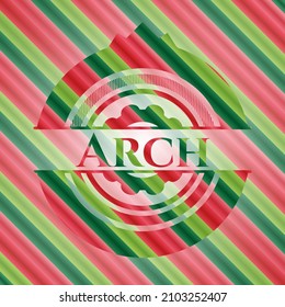 Arch christmas badge. Vector Illustration. Detailed. 