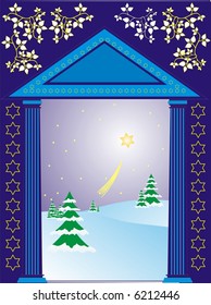Arch with Christmas holiday background