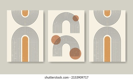 Arch and circles poster set in minimalistic style