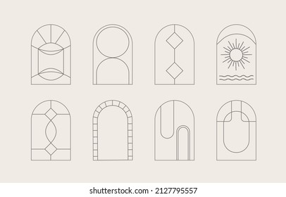 arch collection with geometric,curve.Vector illustration for icon,sticker,printable and tattoo