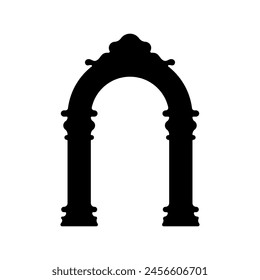 Arch with columns icon. Black silhouette. Front view. Vector simple flat graphic illustration. Isolated object on a white background. Isolate.