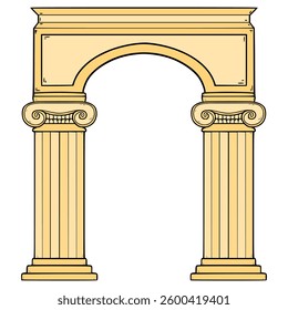arch columns illustration hand drawn isolated vector