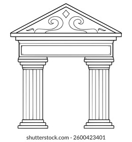 arch columns illustration hand drawn outline vector